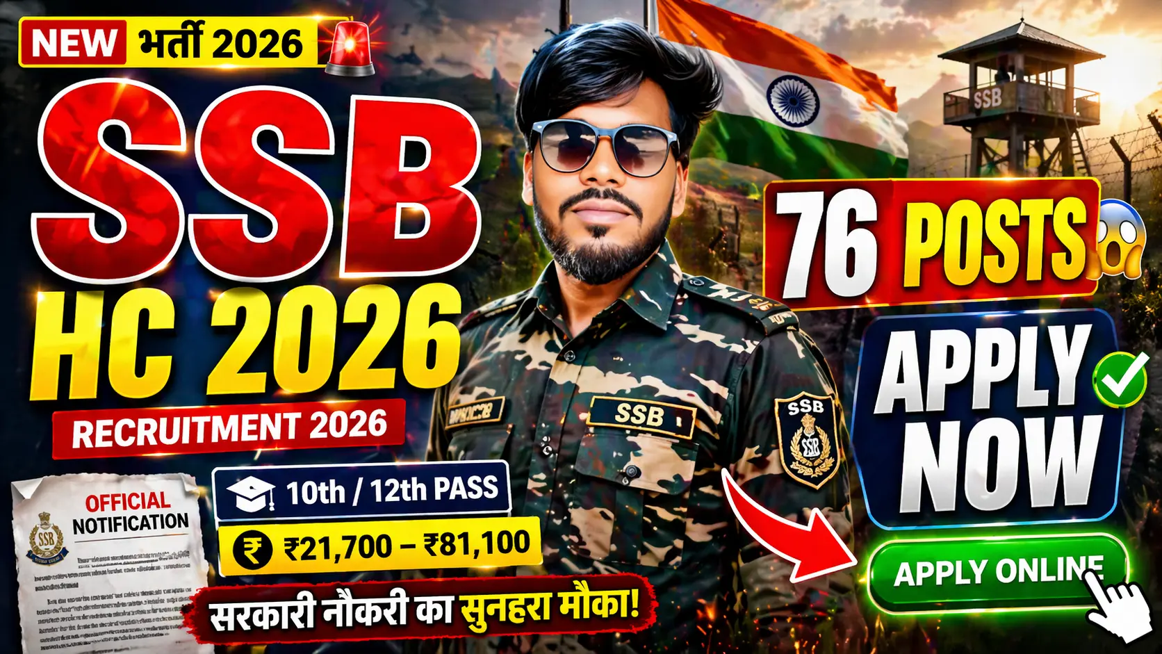SSB HC Constable Recruitment 2026 – 76 Posts Apply Online Now at FormFillExpert